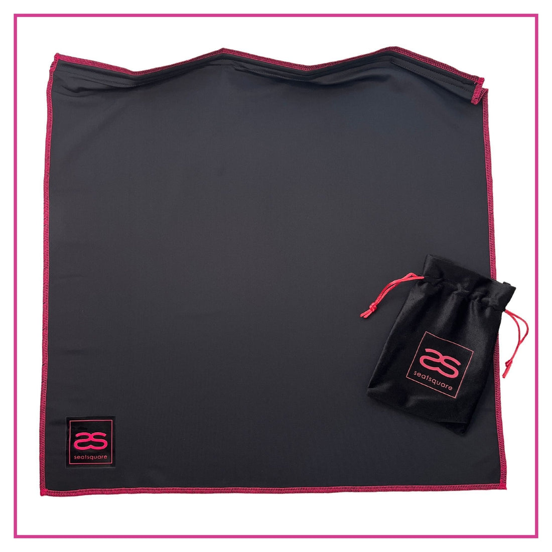 Seat Square | The OG Product - All black. Blank fabric with no print. Pink stitching.